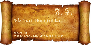 Nánai Henrietta névjegykártya
